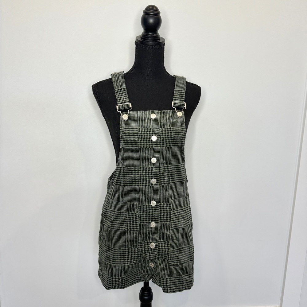 Forever21 Green Cotton Sleeveless Overall Dress with Pockets